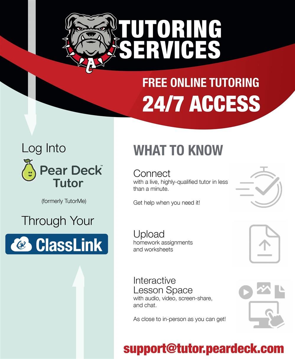 Pear Deck Tutoring is available for students via ClassLink